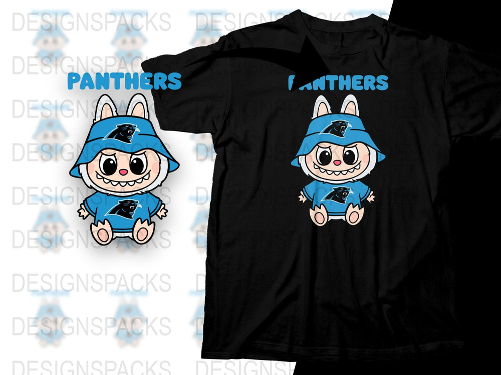 Cute Panther Mascot Cartoon T-Shirt, Kids Black Tee, Animal Graphic Shirt, Fun Character Apparel