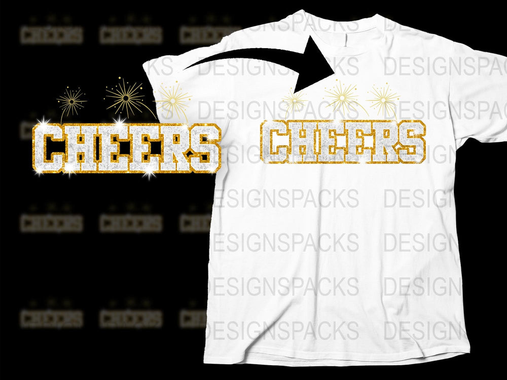 Cheers New Year White T-Shirt, Festive Celebration Fireworks Design, Unisex Party Tee, Holiday Apparel, Gift Idea