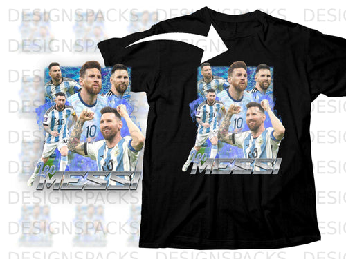 Black t-shirt with Lionel Messi graphics and 
