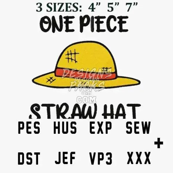 Luffy One Piece Hat Anime Embroidery Design