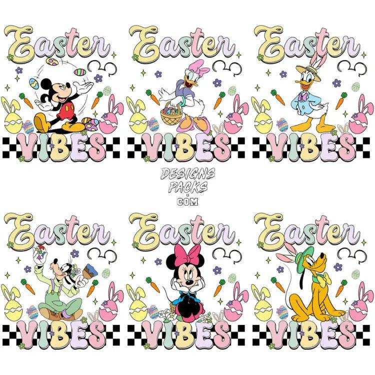 6 Cartoon Mouse Easter Vibes Day Designs Bundle Png
