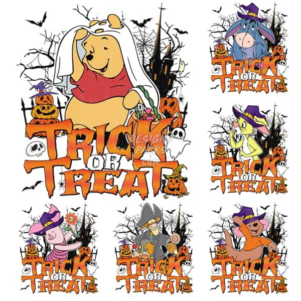 6 Halloween Trick or Treat Cartoon Designs Bundle PNG designspacks