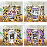 Load image into Gallery viewer, 6 Messy Bun Leopard Tumbler Wrap Bundle Jpg
