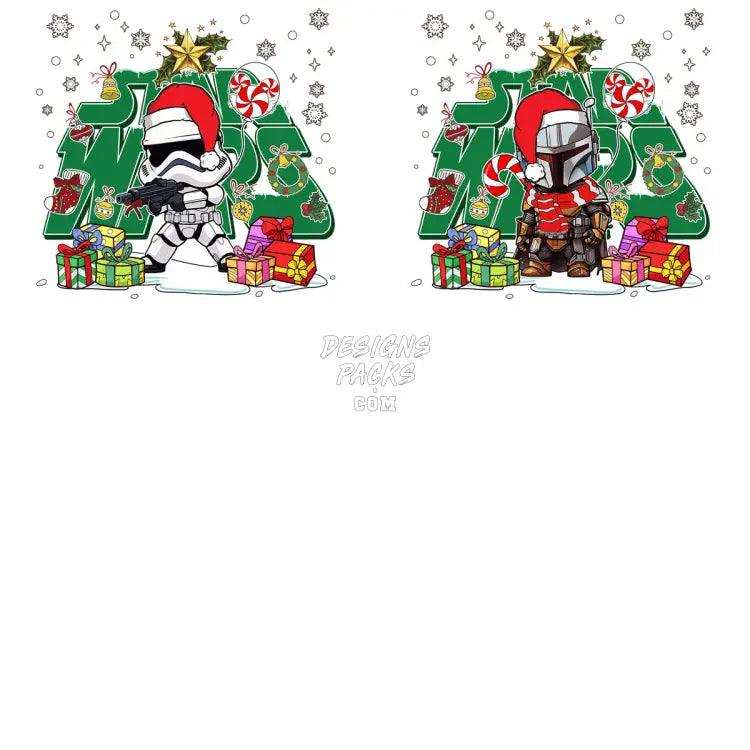 6 Space Movie Star Christmas Designs Bundle Png