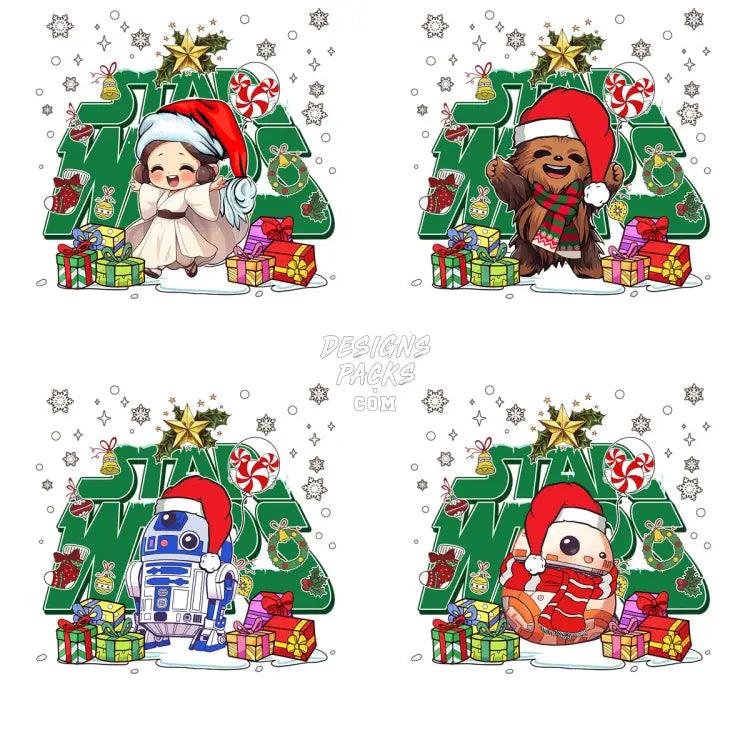 6 Space Movie Star Christmas Designs Bundle Png