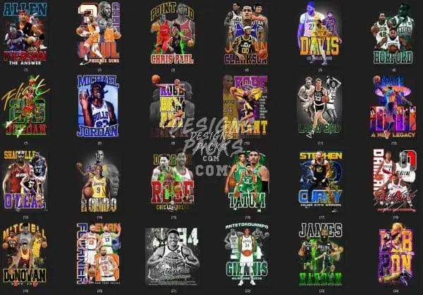 Basketball player designs for DTF, DTG, embroidery & tumbler wraps – print-ready PNG, SVG, PES files