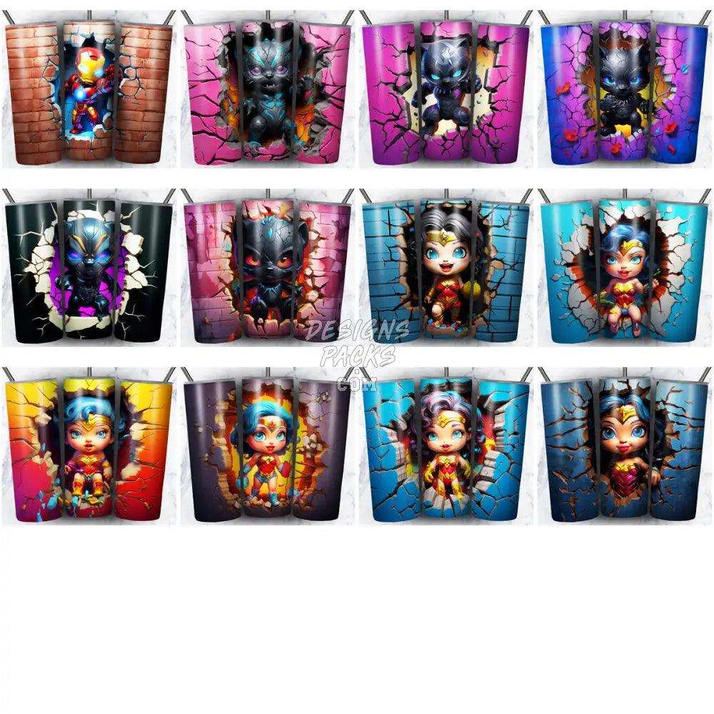 60 Broken Wall Baby Superheroes Tumbler Wrap Bundle Jpg