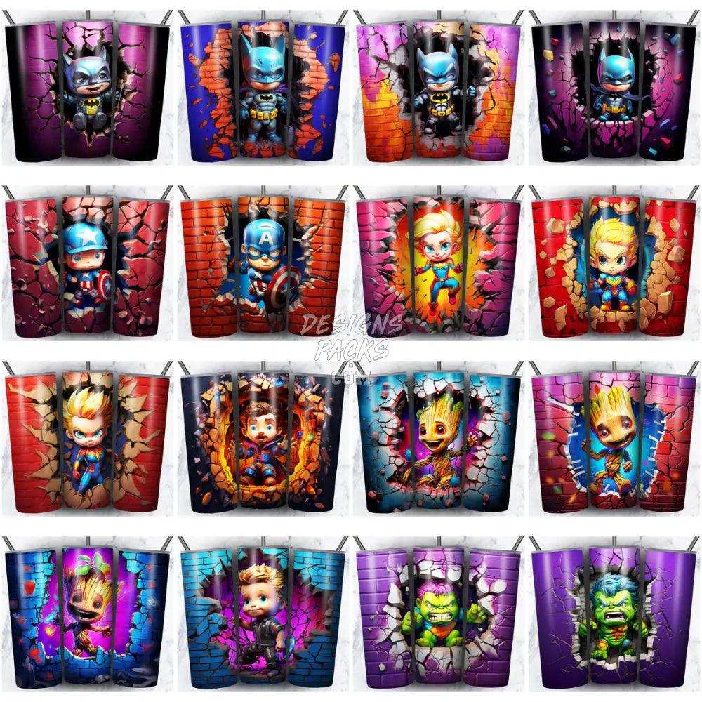 60 Broken Wall Baby Superheroes Tumbler Wrap Bundle Jpg