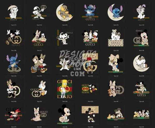 60 Cartoon Luxury Brand Designs Bundle PNG