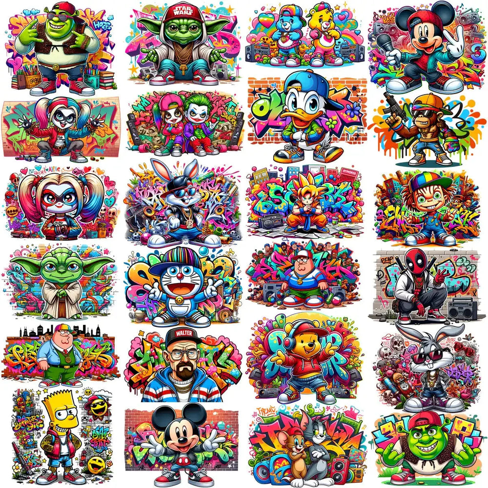 60 Cartoons Graffiti Wall Designs Bundle PNG