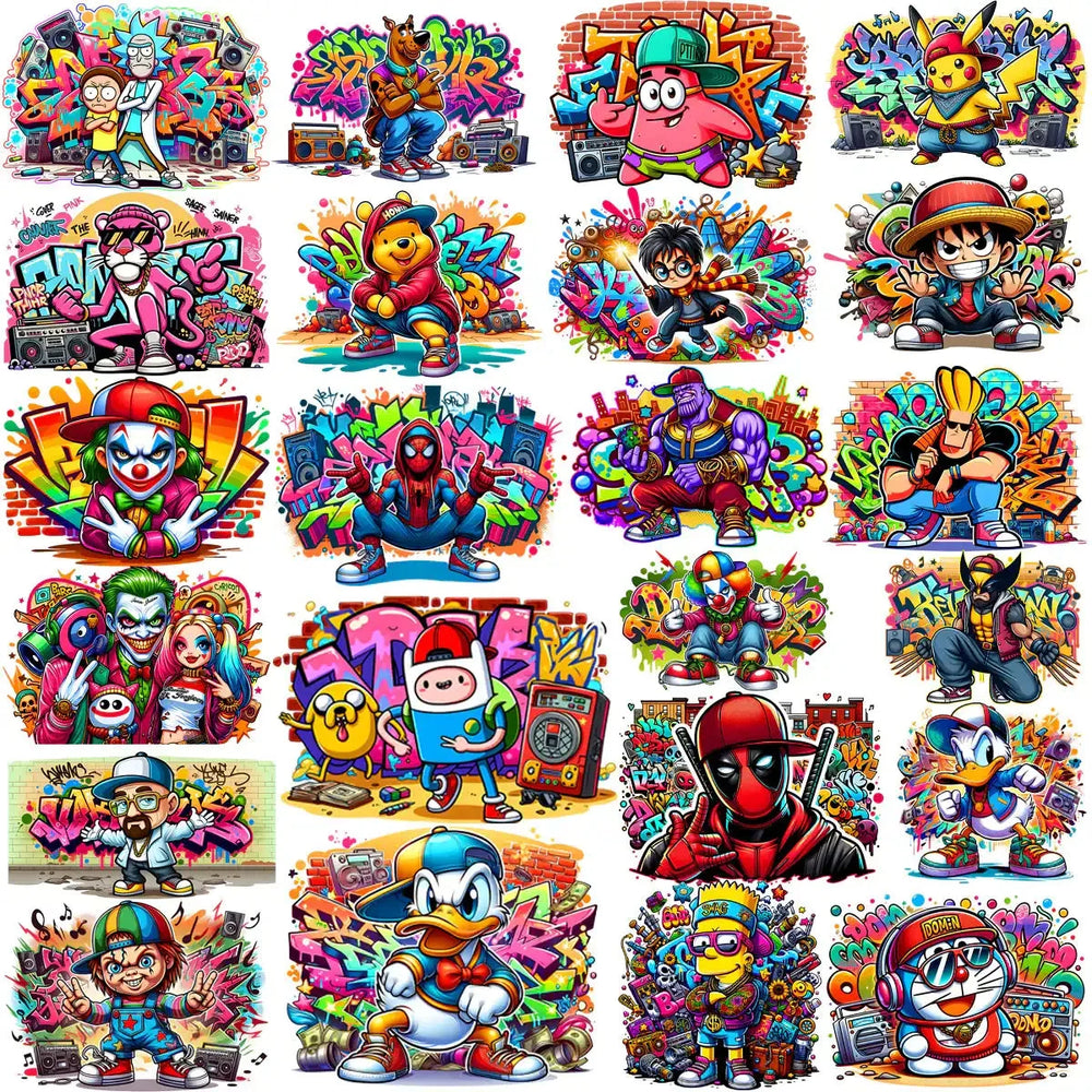 60 Cartoons Graffiti Wall Designs Bundle PNG