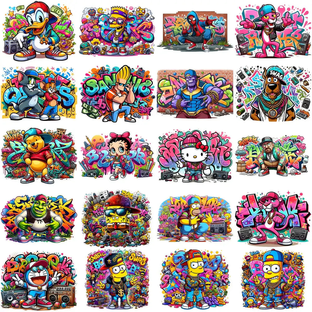 60 Cartoons Graffiti Wall Designs Bundle PNG