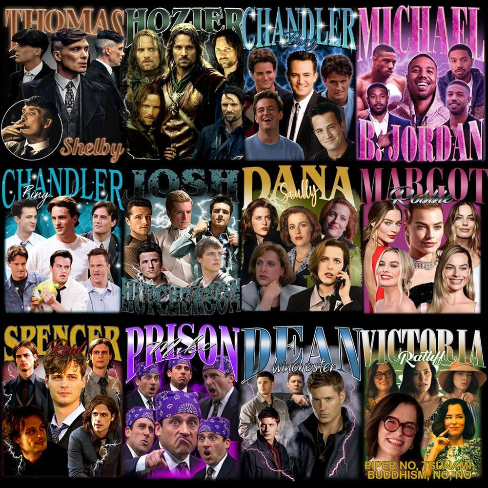 60 Celebrity TV Series Movies Artists Bootleg Designs Bundle PNG