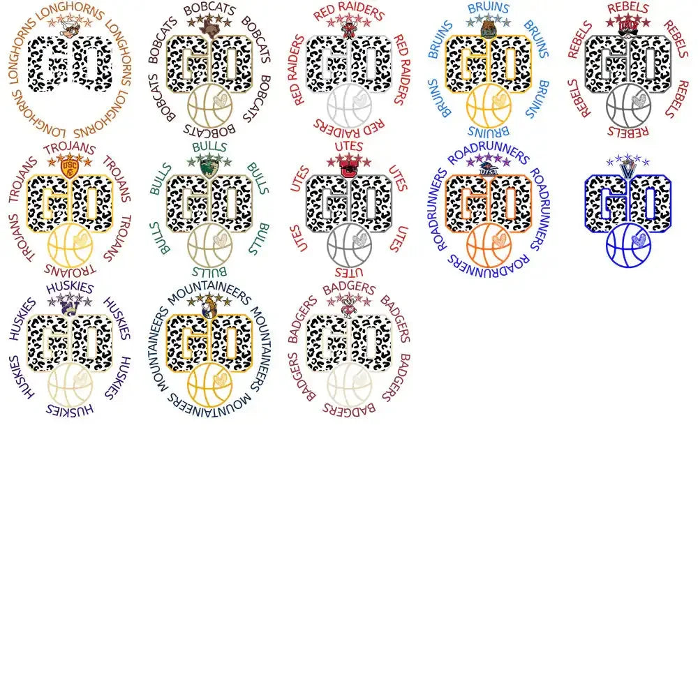 62 College NCAA Teams Go Team Circle Basketball Designs Bundle PNG
