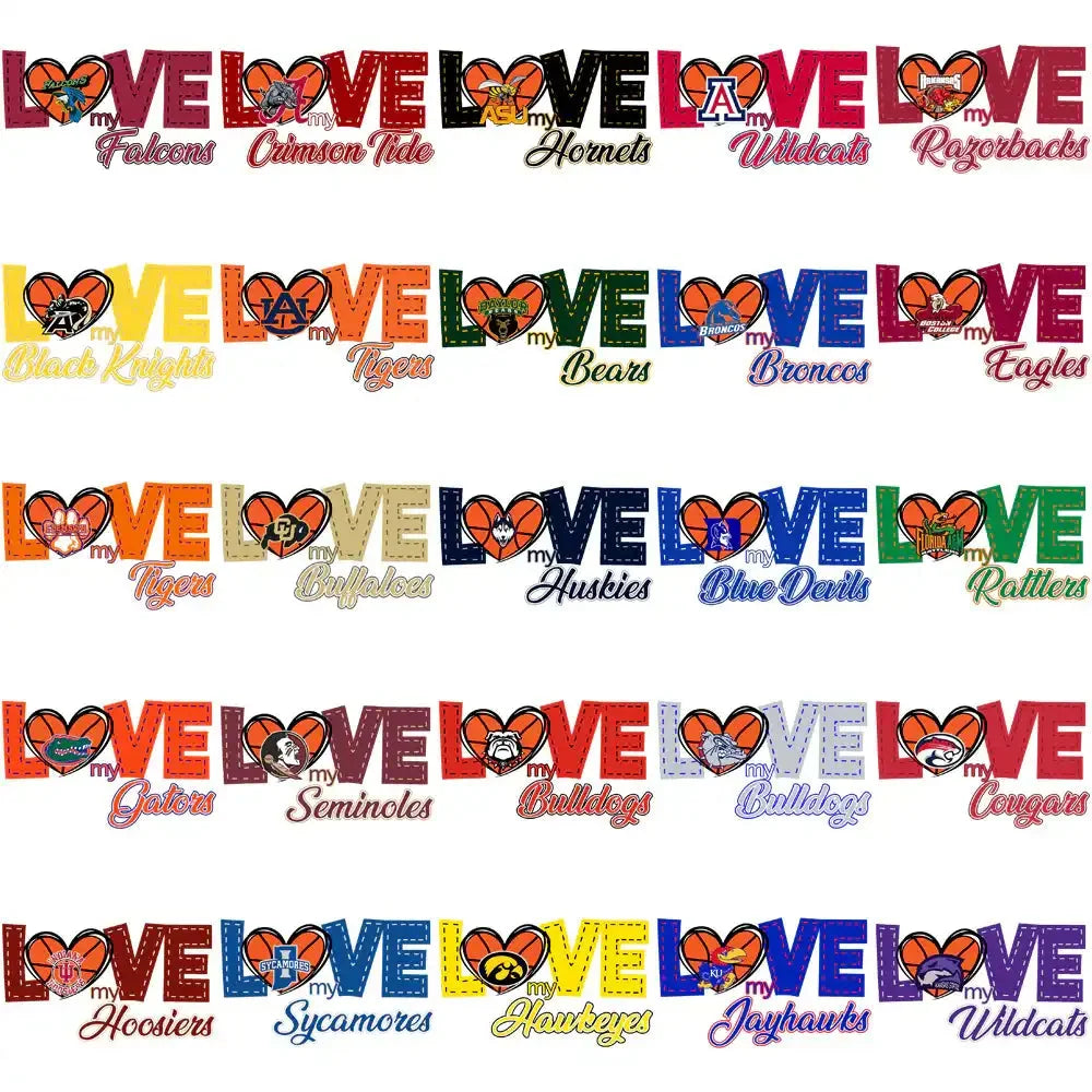 62 College NCAA Teams Love My Team Basketball Designs Bundle PNG