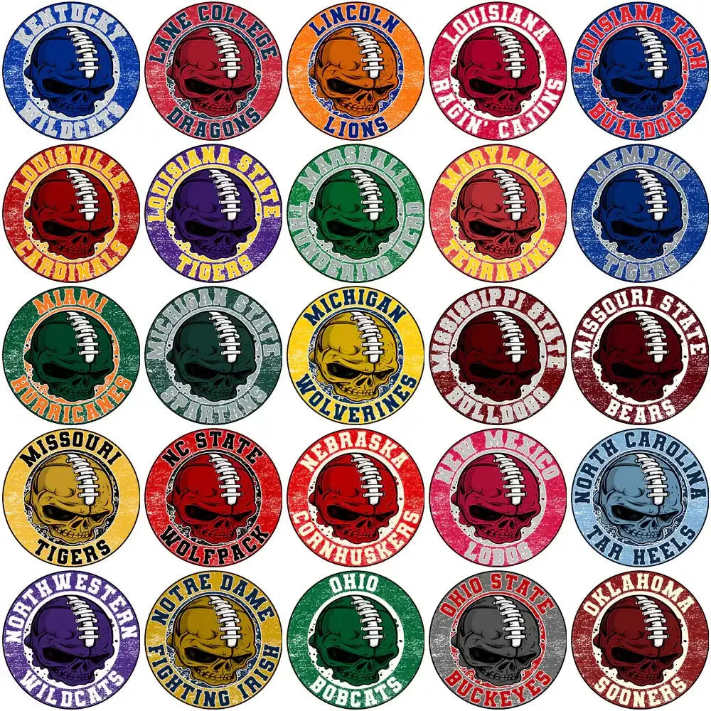 66 College NCAA Teams Skull Logo Designs Bundle PNG