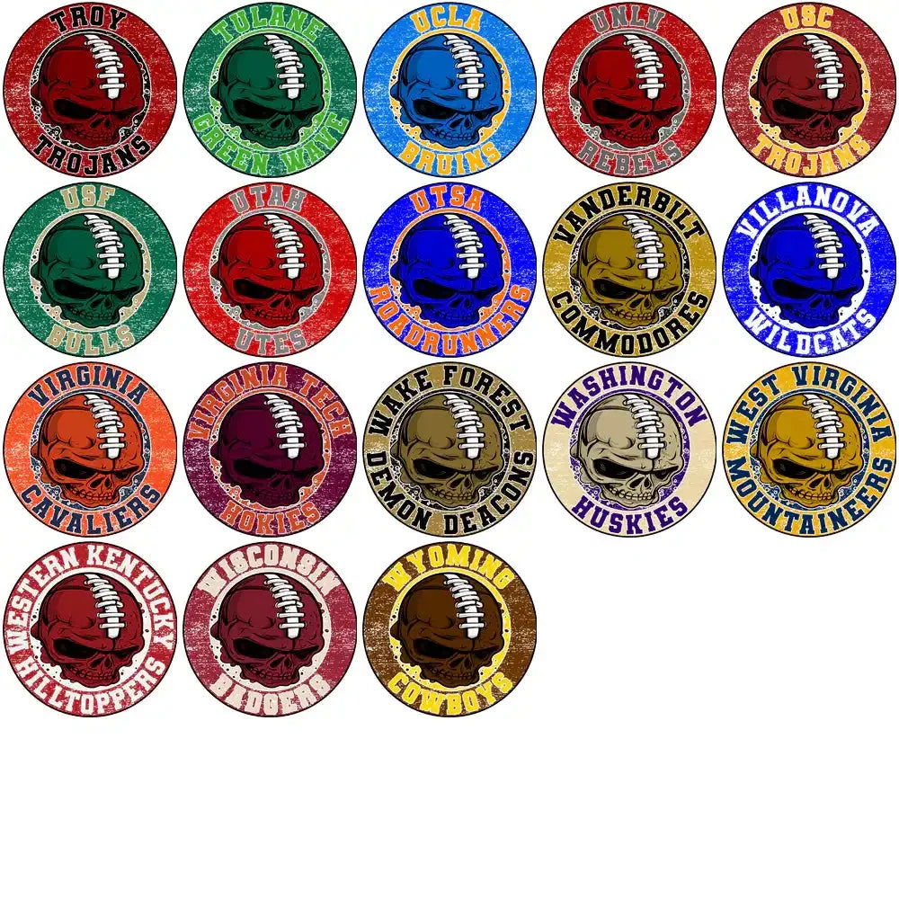 66 College NCAA Teams Skull Logo Designs Bundle PNG
