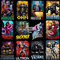 Load image into Gallery viewer, 60 Comics Superheroes &amp; Villains Halftone Designs Bundle Png
