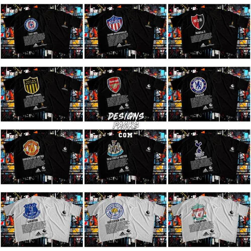 60 Football Soccer Streetwear Brand Teams Designs Bundle Png + Psd