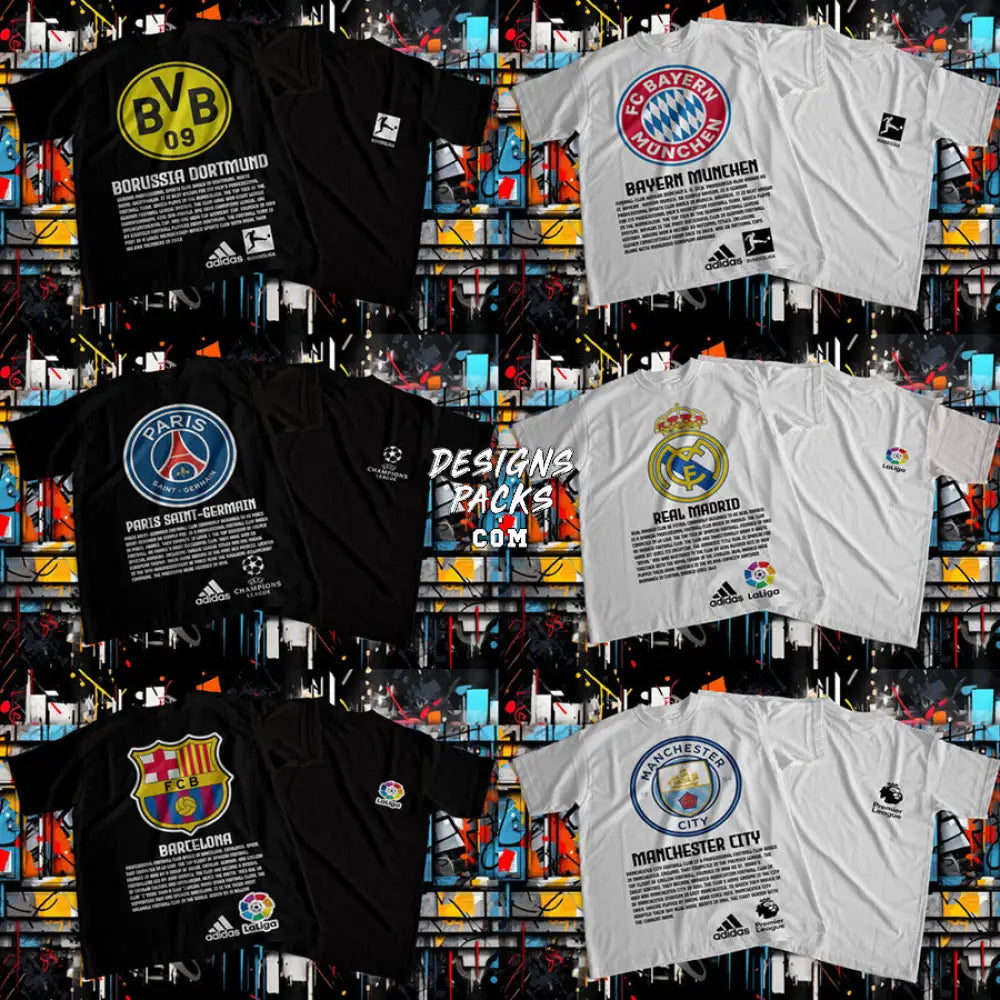 60 Football Soccer Streetwear Brand Teams Designs Bundle Png + Psd