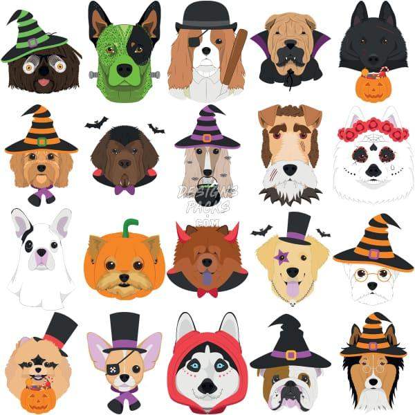 60 Halloween Dogs Costumes Designs Bundle Png