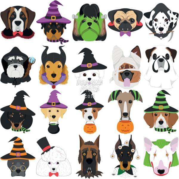 60 Halloween Dogs Costumes Designs Bundle Png