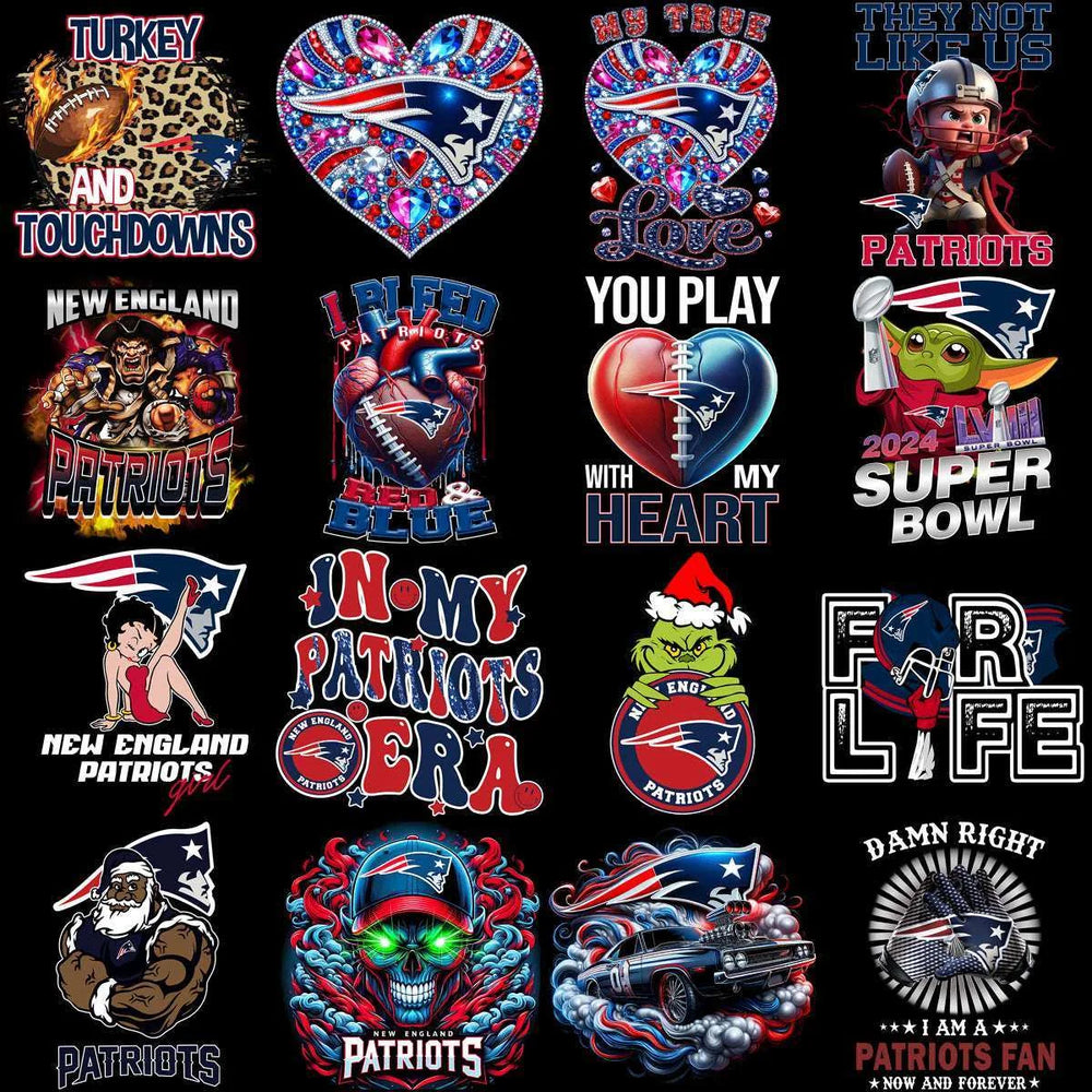 60 Mega Football Team New England Patriots Mixed V2 Designs Bundle PNG