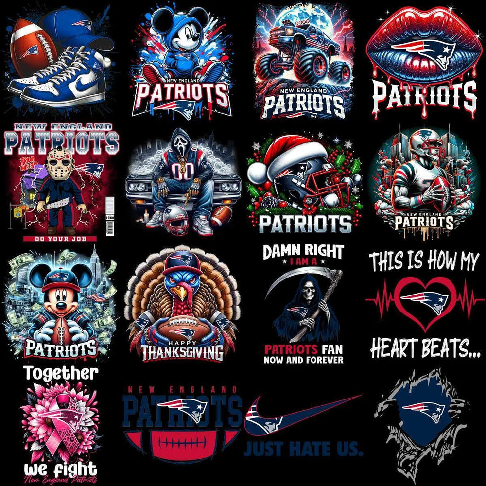 60 Mega Football Team New England Patriots Mixed V2 Designs Bundle PNG