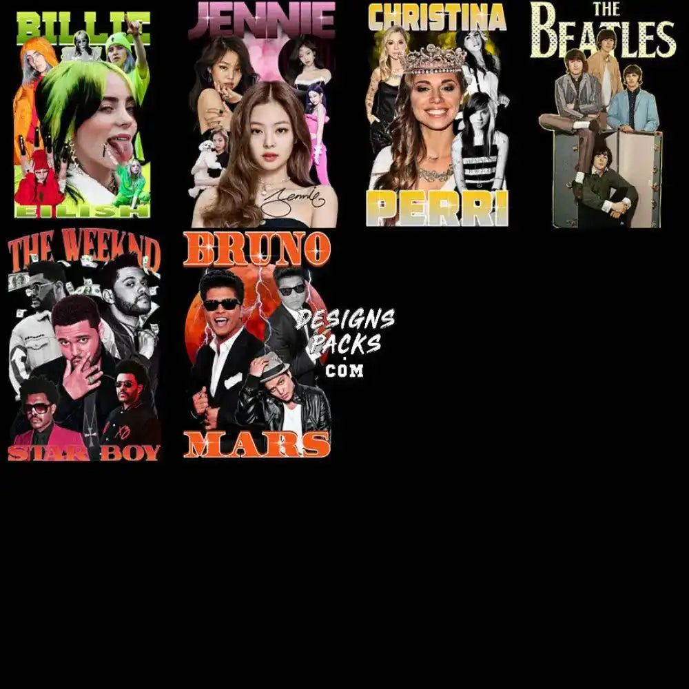 60 Music Pop Stars Designs Bundle Png