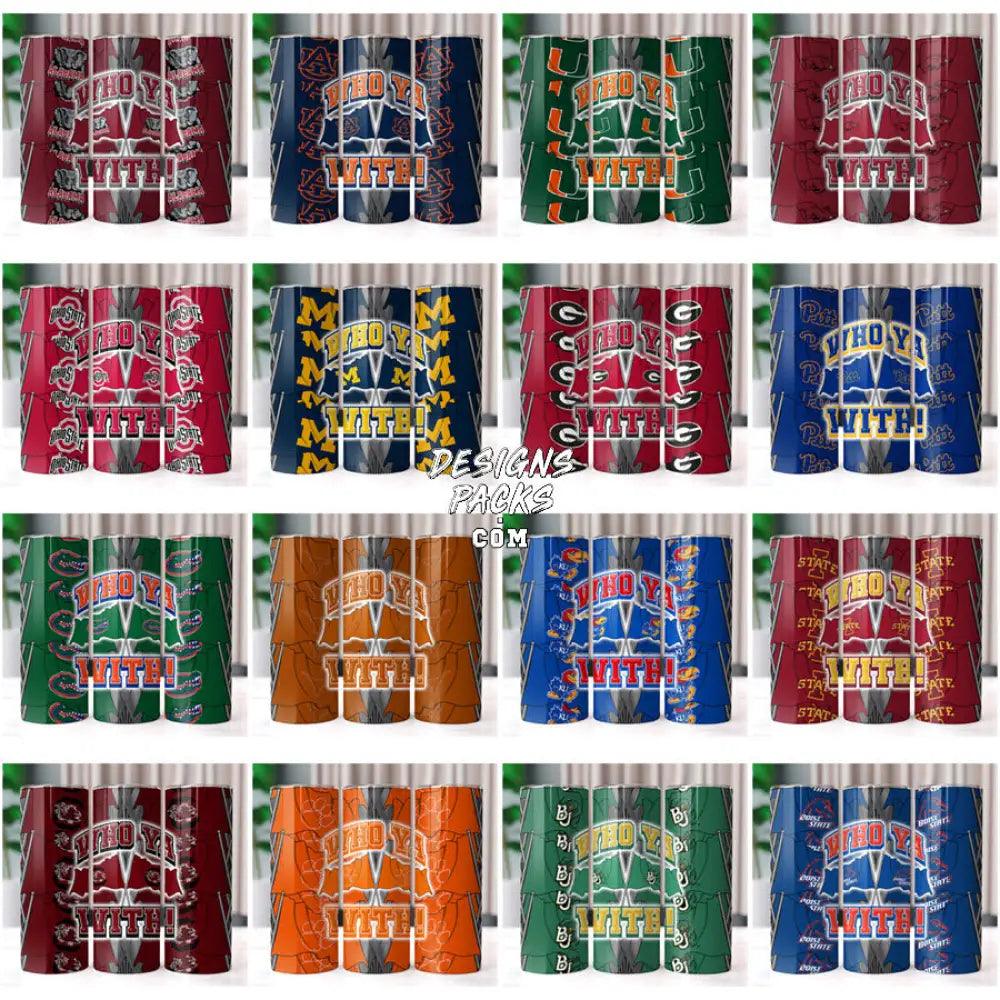 60 Ncaa College Who Ya With Sport Tumbler Wrap Bundle Jpg