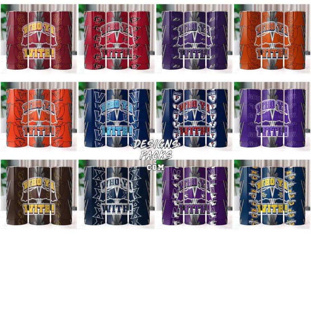 60 Ncaa College Who Ya With Sport Tumbler Wrap Bundle Jpg