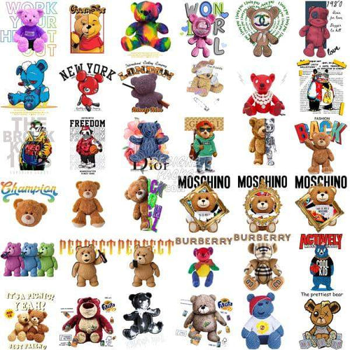 60 Teddy Bear Brands Designs Bundle PNG designspacks