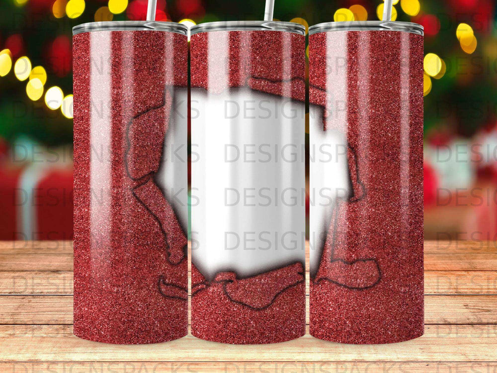 Glittery red tumbler with a white outline of the state of Kentucky.