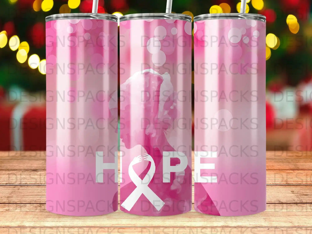 Pink Hope Ribbon Silhouette Bubble Pattern product type