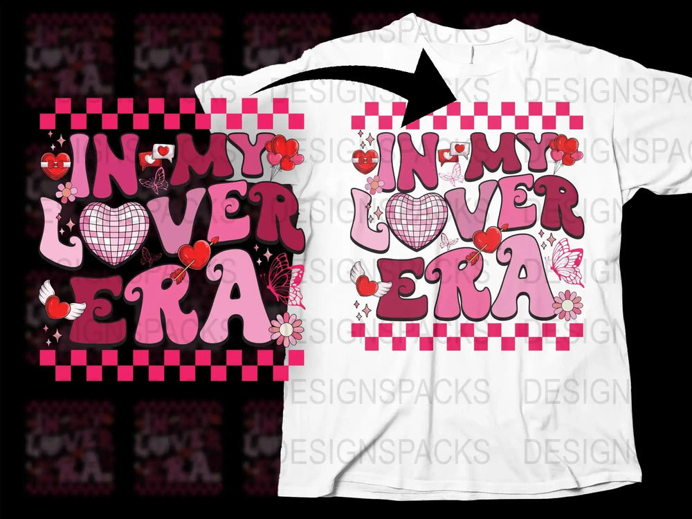 Personalized 'In My Lover Era' T-Shirt, Custom Name, Heart and Flowers Design, Gift for Her