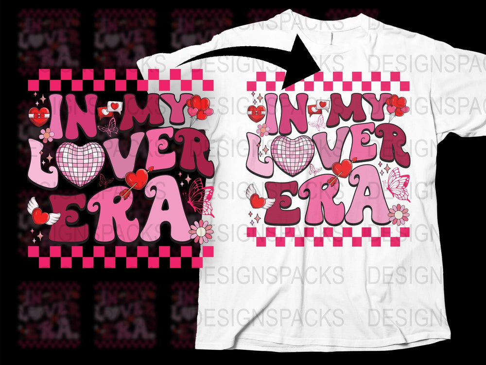 Personalized 'In My Lover Era' T-Shirt, Custom Name, Heart and Flowers Design, Gift for Her