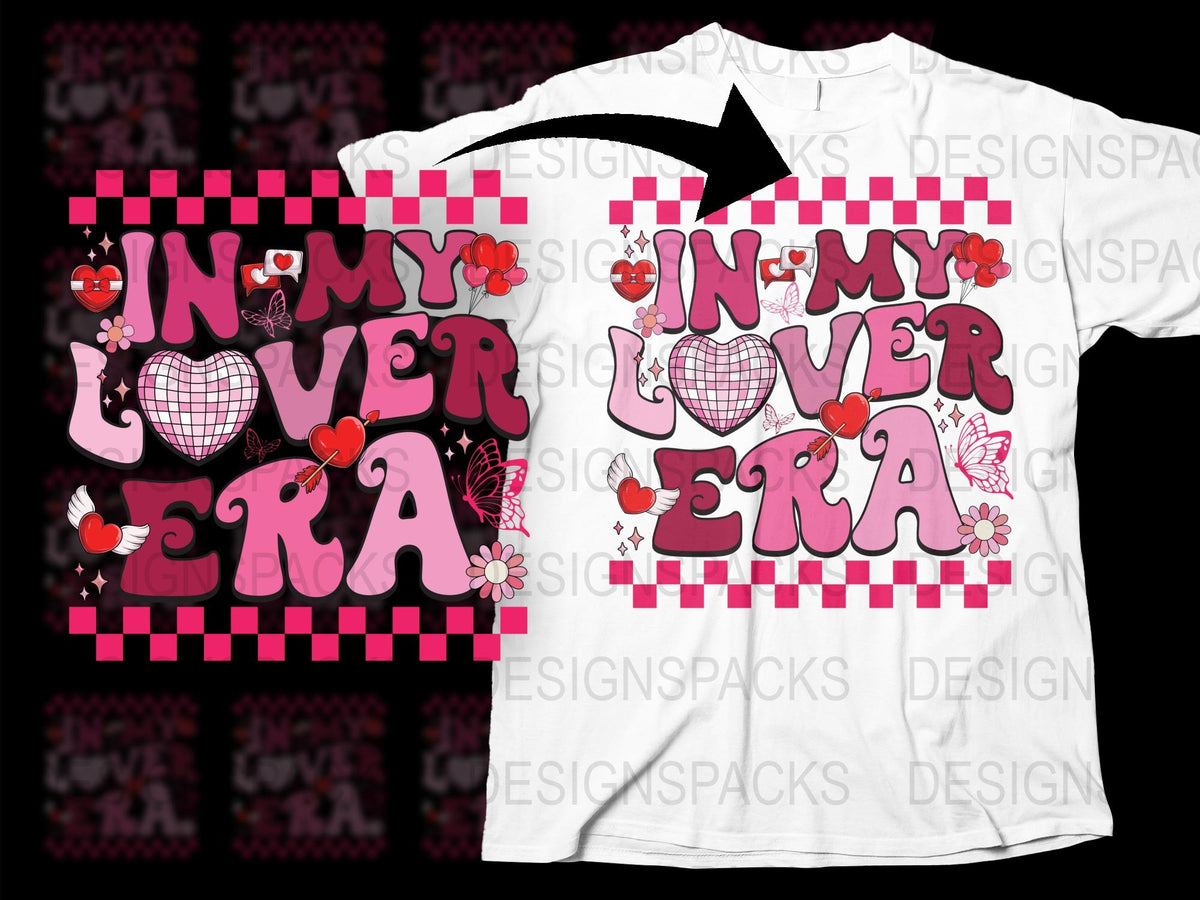Personalized 'In My Lover Era' T-Shirt, Custom Name, Heart and Flowers Design, Gift for Her