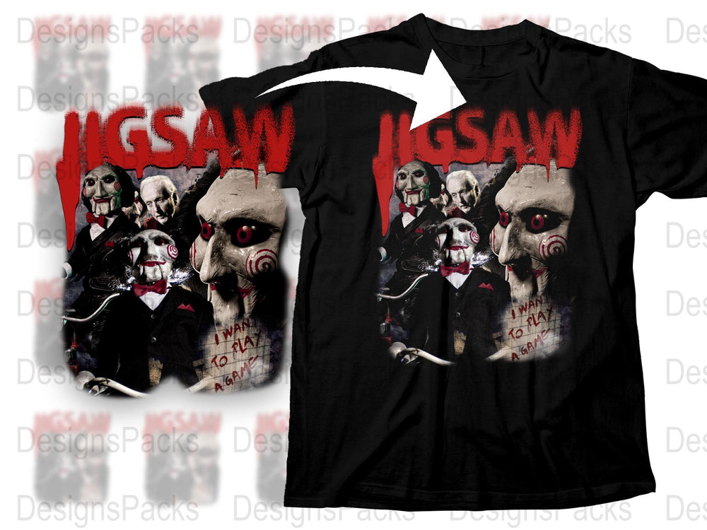 Jigsaw Horror Movie T-Shirt, Classic Scary Film Graphic Tee, Unisex Halloween Costume Apparel