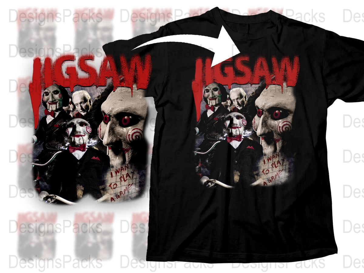 Jigsaw Horror Movie T-Shirt, Classic Scary Film Graphic Tee, Unisex Halloween Costume Apparel