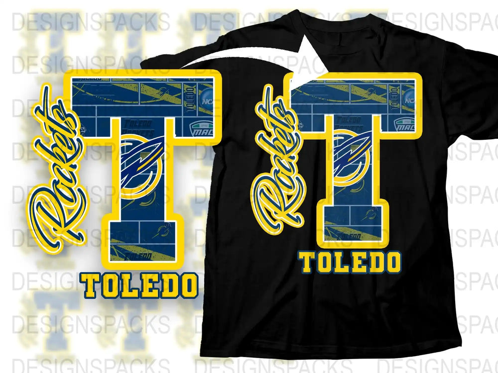 Toledo Draft Day Graphic T-Shirt, Vintage Sports Design, Men's Black and Yellow Tee, College Style Apparel