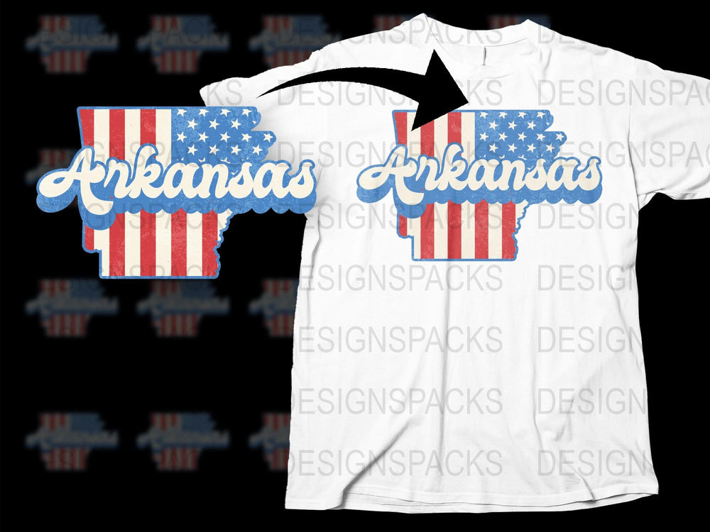 Arkansas State Flag Design T-Shirt, Patriotic USA Striped Graphic Tee, Unisex Fashion Top.