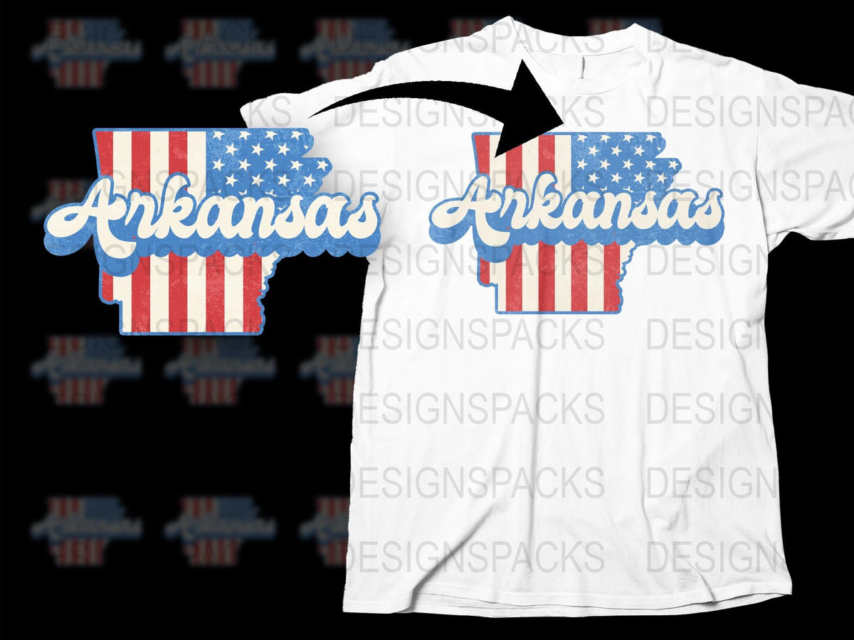 Arkansas State Flag Design T-Shirt, Patriotic USA Striped Graphic Tee, Unisex Fashion Top.