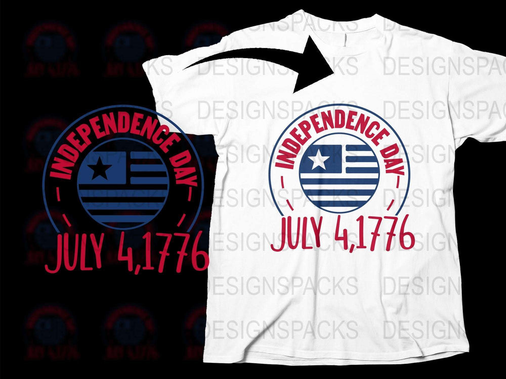 Independence Day T-Shirt, July 4 1776 Graphic Tee, Patriotic American Flag Design Shirt