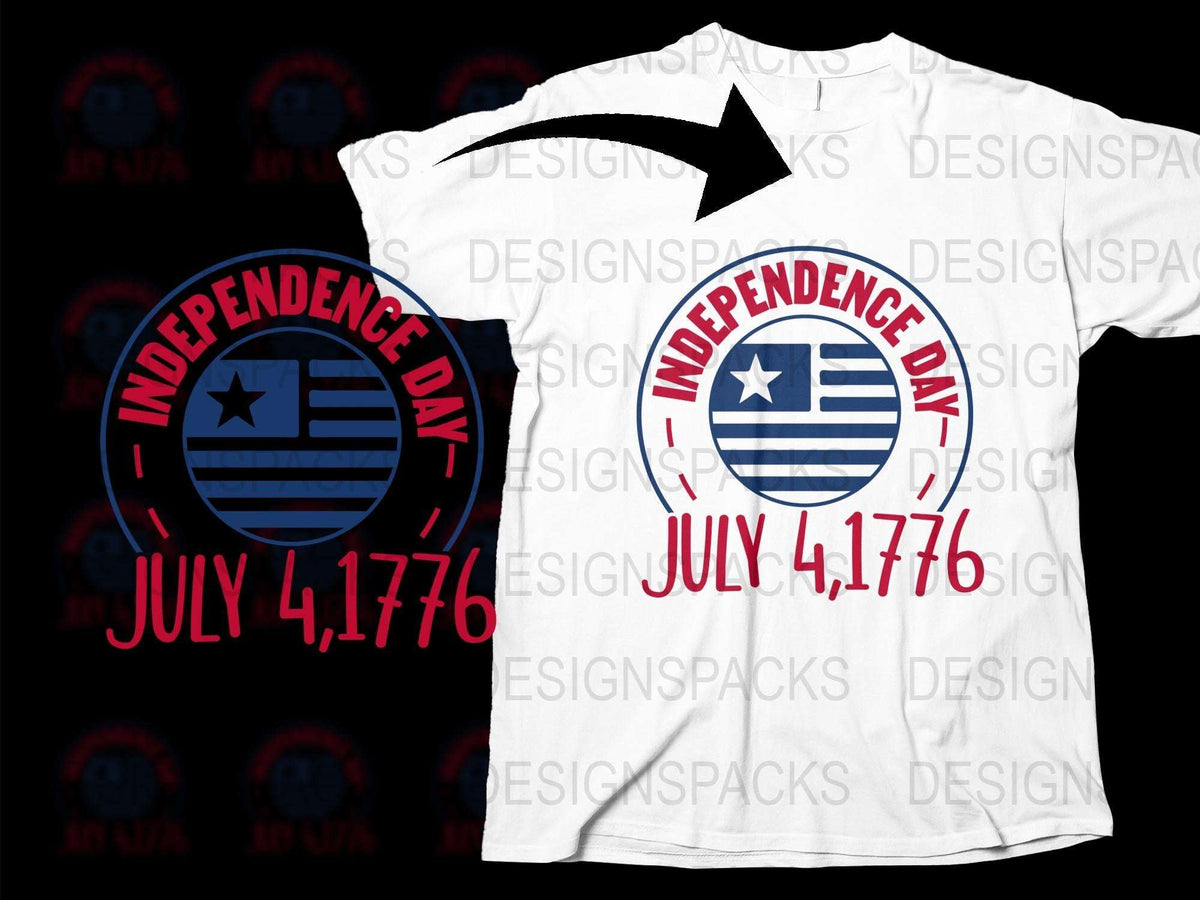 Independence Day T-Shirt, July 4 1776 Graphic Tee, Patriotic American Flag Design Shirt