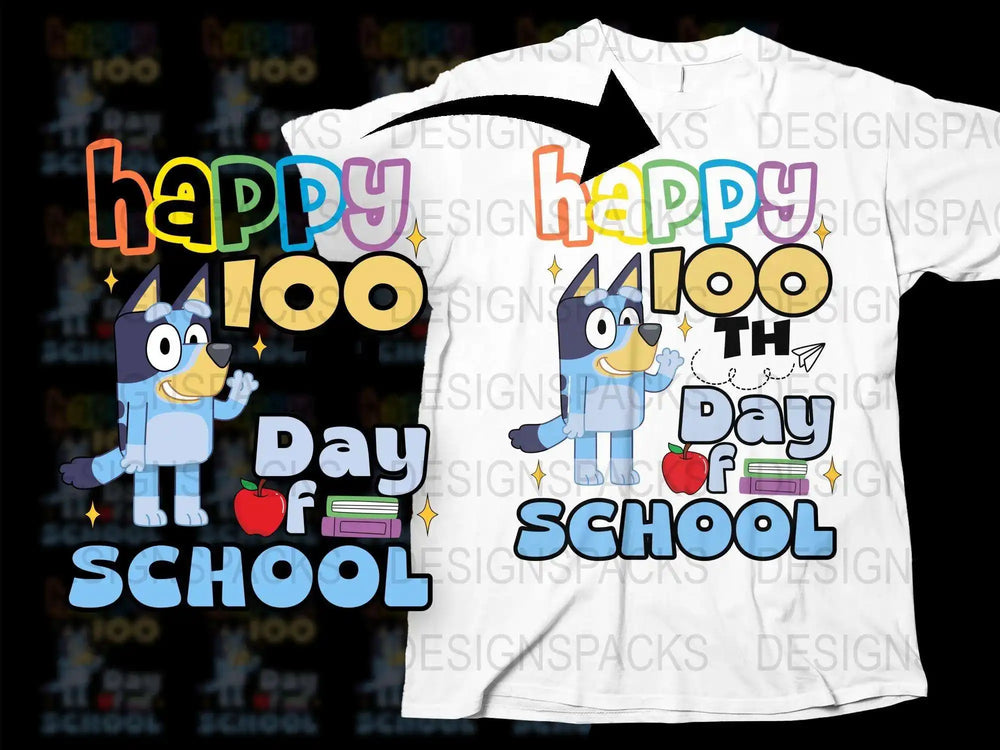 Happy 100th Day of School T-Shirt, Colorful Cartoon Donkey Design, Kids Celebration Tee, Educational Shirt, Fun School Apparel, Unisex