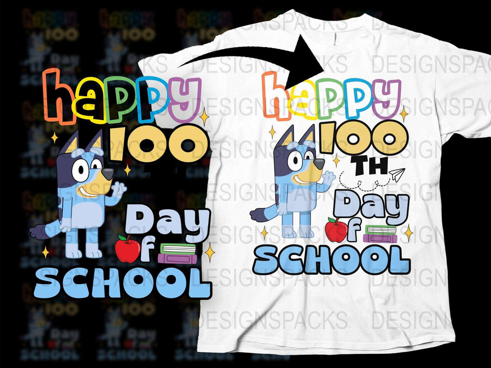Happy 100th Day of School T-Shirt, Colorful Cartoon Donkey Design, Kids Celebration Tee, Educational Shirt, Fun School Apparel, Unisex