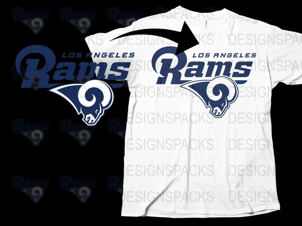 Los Angeles Rams T-Shirt, White NFL Team Graphic Tee, Casual Sports Apparel