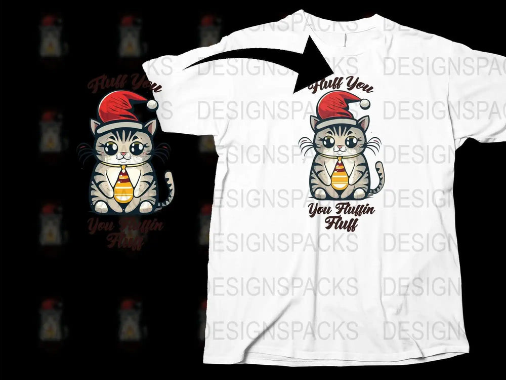 Funny Cat Christmas T-Shirt, Santa Hat, Full You Yulin Hull, Holiday Gift Idea, Unisex Graphic Tee