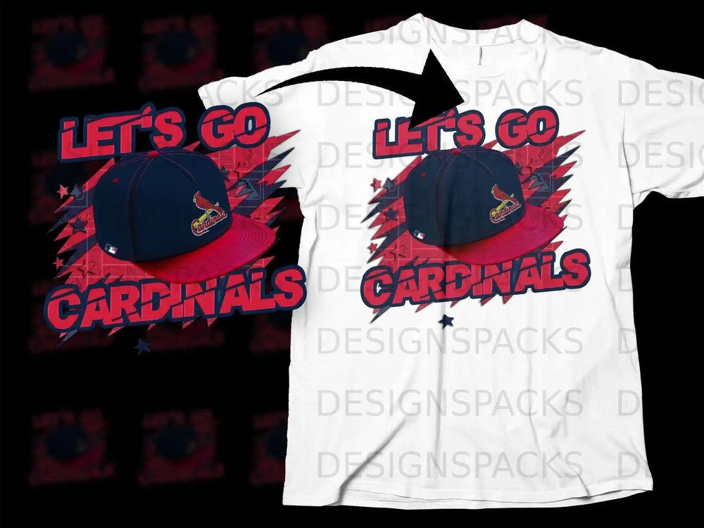 Let's Go Cardinals Graphic Design T-Shirt