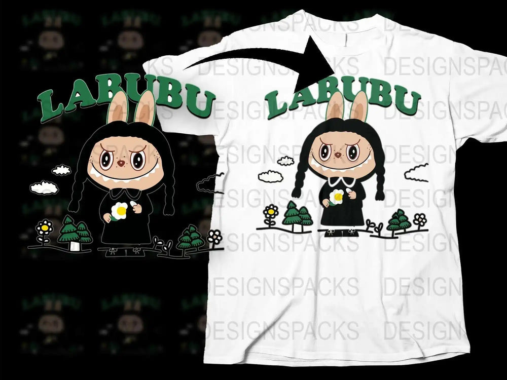 Cute Cartoon Bunny Girl T-Shirt, Whimsical Rabbit Character Tee, Kids and Adults Sizes